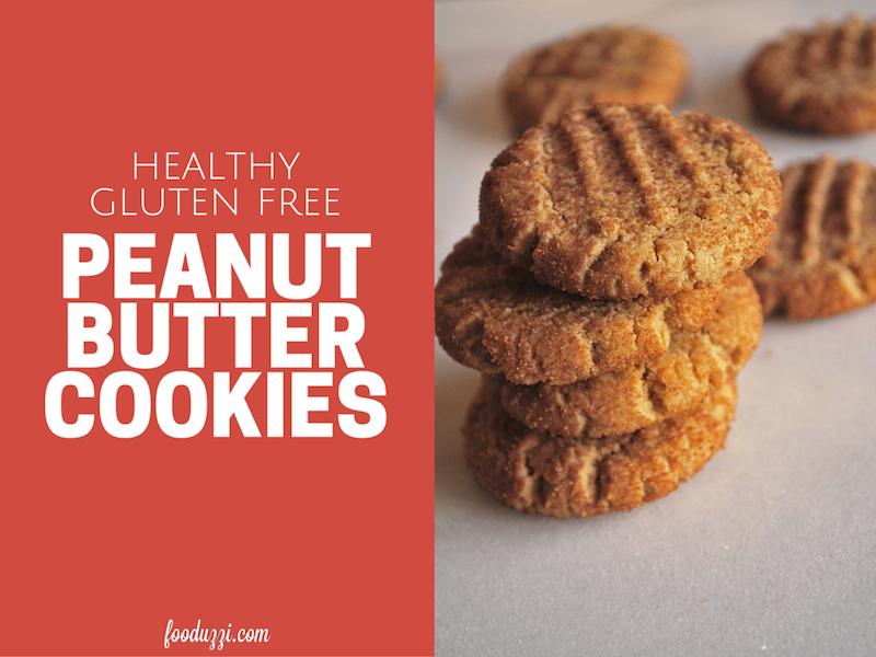 Healthy Gluten Free Peanut Butter Cookies: An easy, refined sugar-free, and vegan pb cookie recipe that's soft, chewy, and seriously addictive! || fooduzzi.com recipes