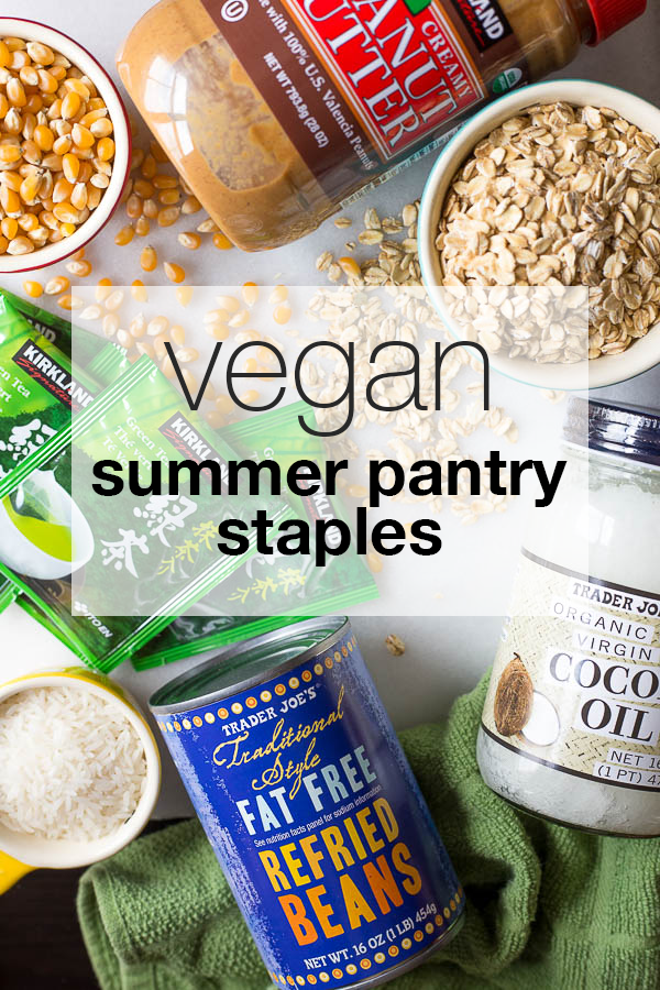 9 Vegan Pantry Staples for Summer: I always have these vegan and gluten free ingredients handy during the summer months for quick and easy snacks, meals, and desserts! || fooduzzi.com