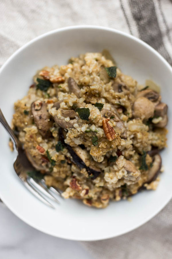 Steel Cut Oat Stuffing with Mushrooms and Fried Sage Fooduzzi