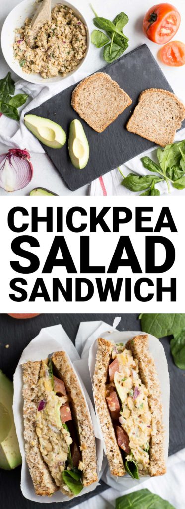 Chickpea Salad Sandwich: The easiest vegan and gluten free sandwich ever! Mayo and meat free, these sandwiches are a fantastic healthy lunch option! || fooduzzi.com recipe