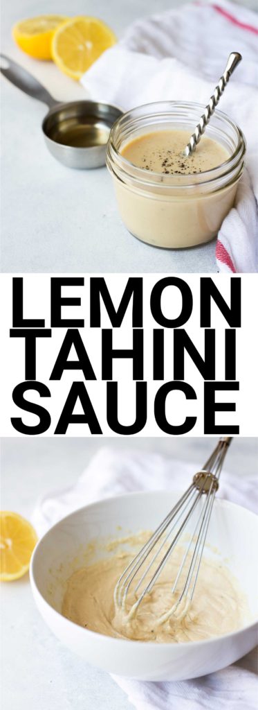 Crazy Addictive 4-Ingredient Lemon Tahini Sauce: One of my favorite sauces for any occasion! It only requires 4 ingredients, and it's naturally gluten free and vegan. Try it on tacos, salads, veggie trays, or lettuce wraps! || fooduzzi.com recipes