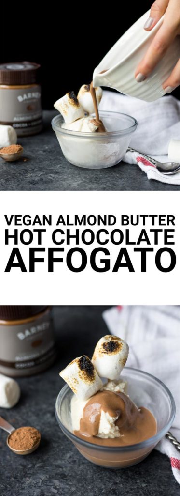 Vegan Almond Butter Hot Chocolate Affogato: A trashed-up version of the classic Italian dessert! Vegan, gluten free, and crazy simple. || fooduzzi.com recipe