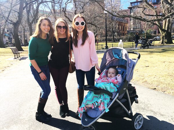 Alexa, Liz, Lucia, and a baby in a park