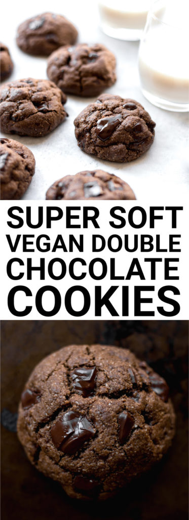 vegan double chocolate cookies collage