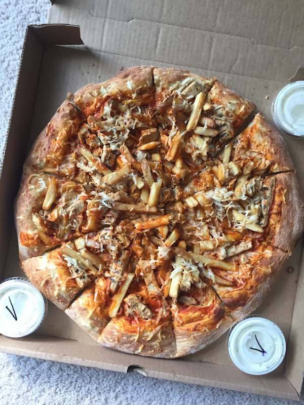 vegan buffalo chicken pizza from mandy's in Pittsburgh, PA