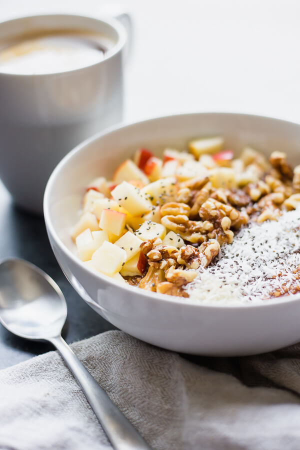 steel cut oats in a bowl with toppings