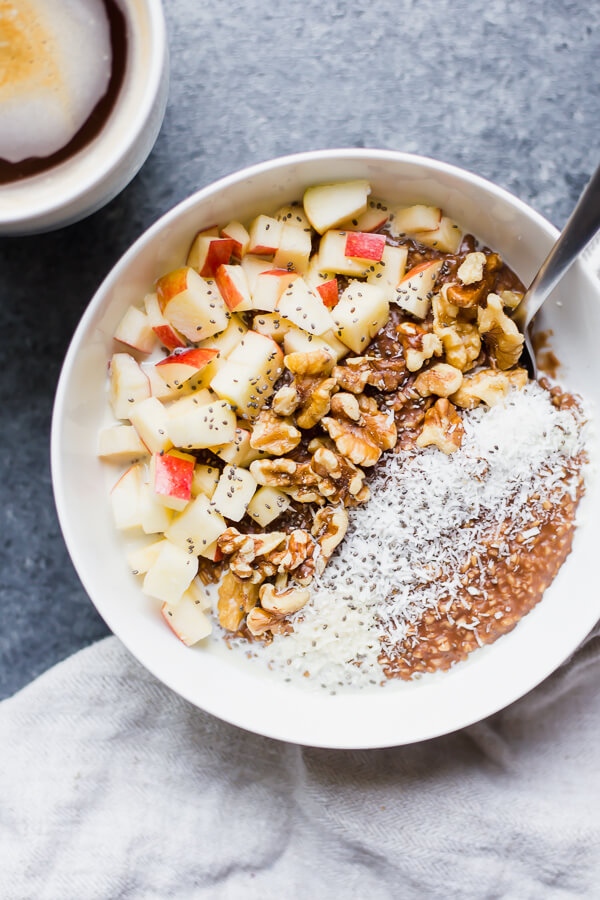 steel cut oats in a bowl with toppings
