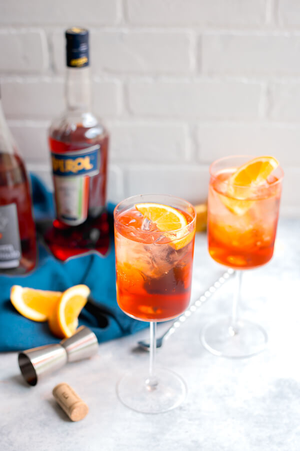 two glasses of aperol rosé spritz