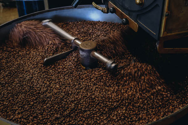 cooling coffee beans in a roaster