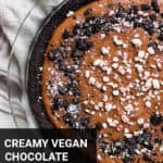 vegan chocolate peppermint pie in a pie pan
