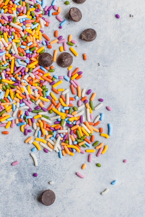 rainbow sprinkles and chocolate chips