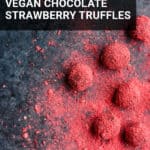 vegan chocolate strawberry truffles in strawberry dust