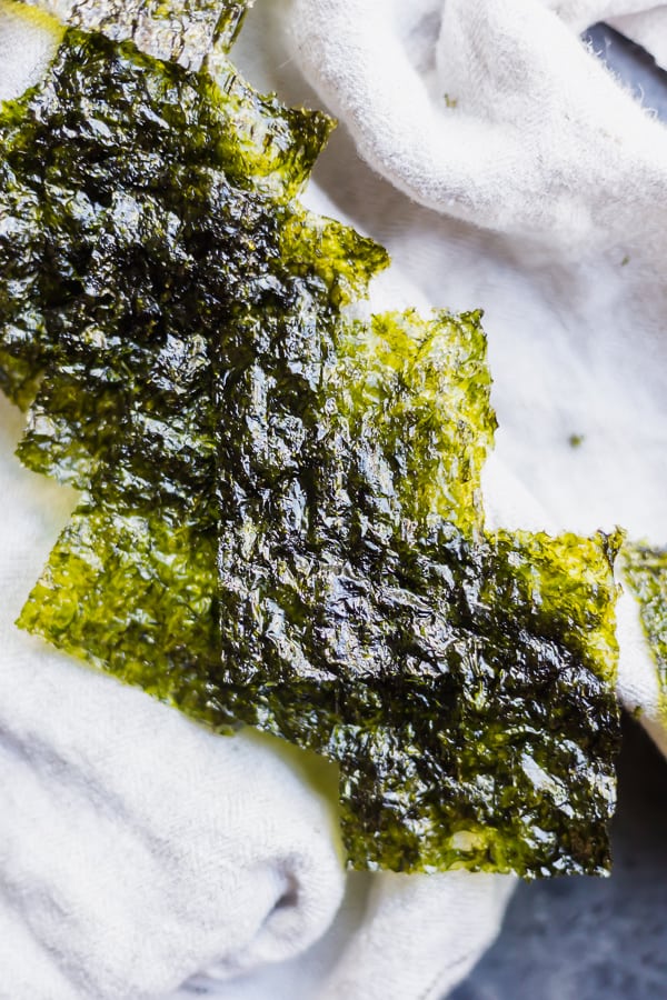 roasted seaweed on a linen