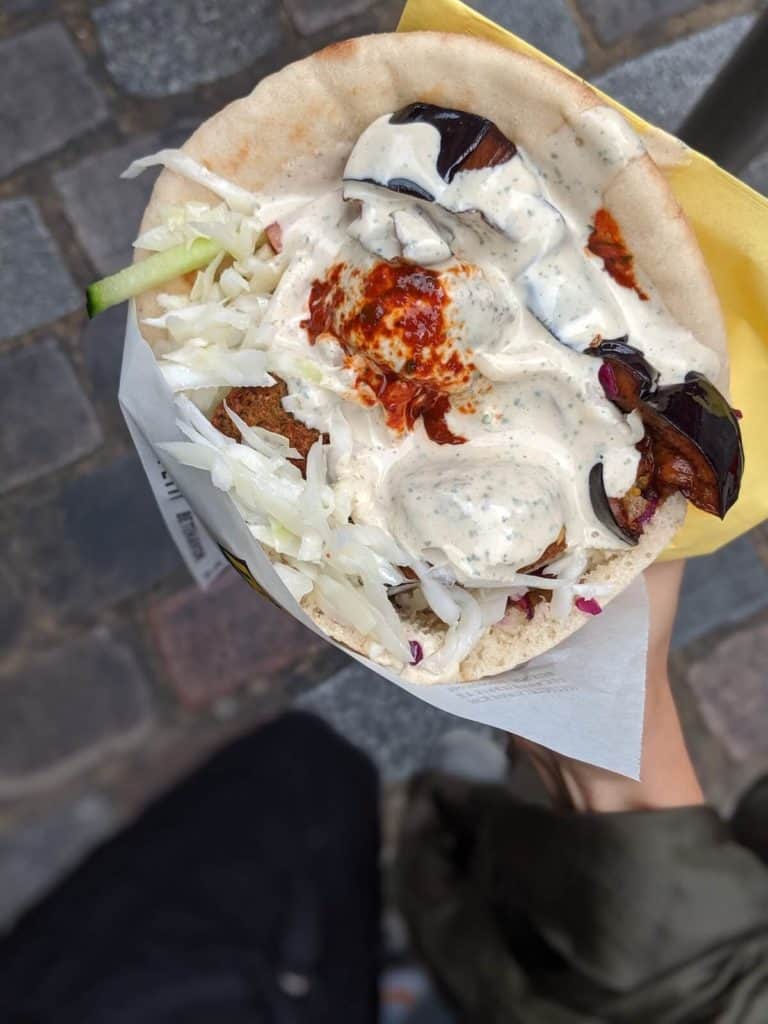 a vegetarian falafel pita from L'as du Fallafel in Paris, France