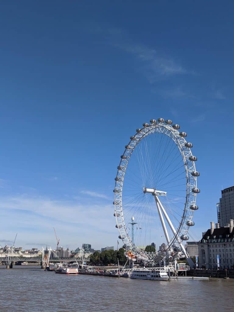 The London Eye against a blue sky