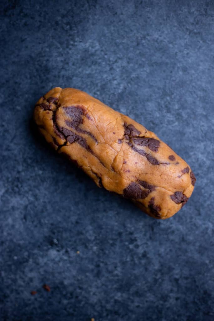 Log of Swirled Chocolate Peanut Butter Slice & Bake Cookies dough