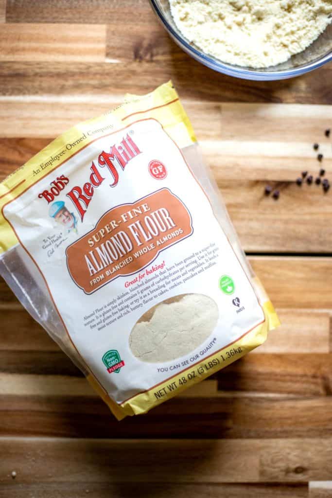 a bag of Bob's Red Mill's Almond Flour on a table