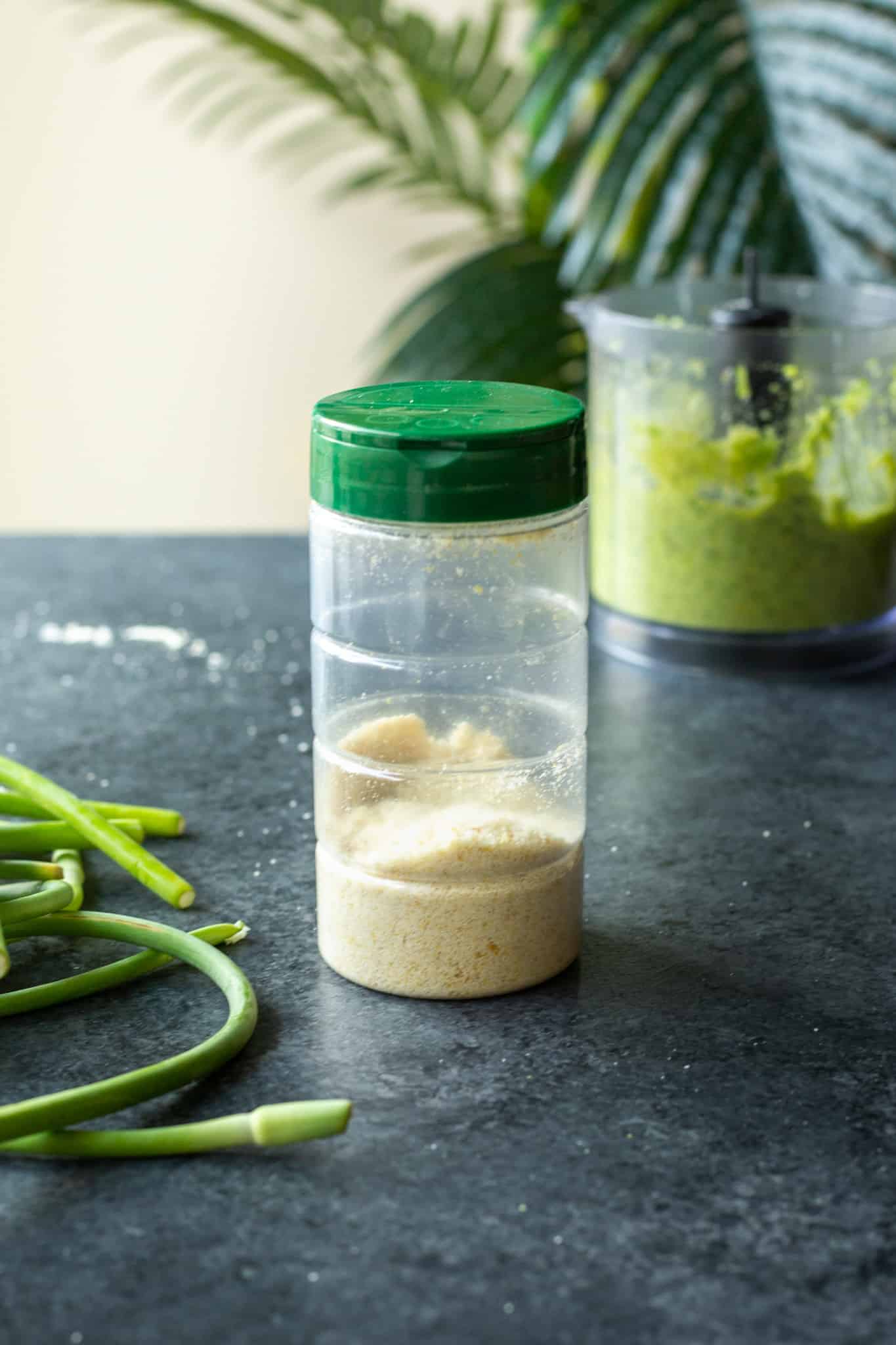 vegan parmesan in a shaker bottle