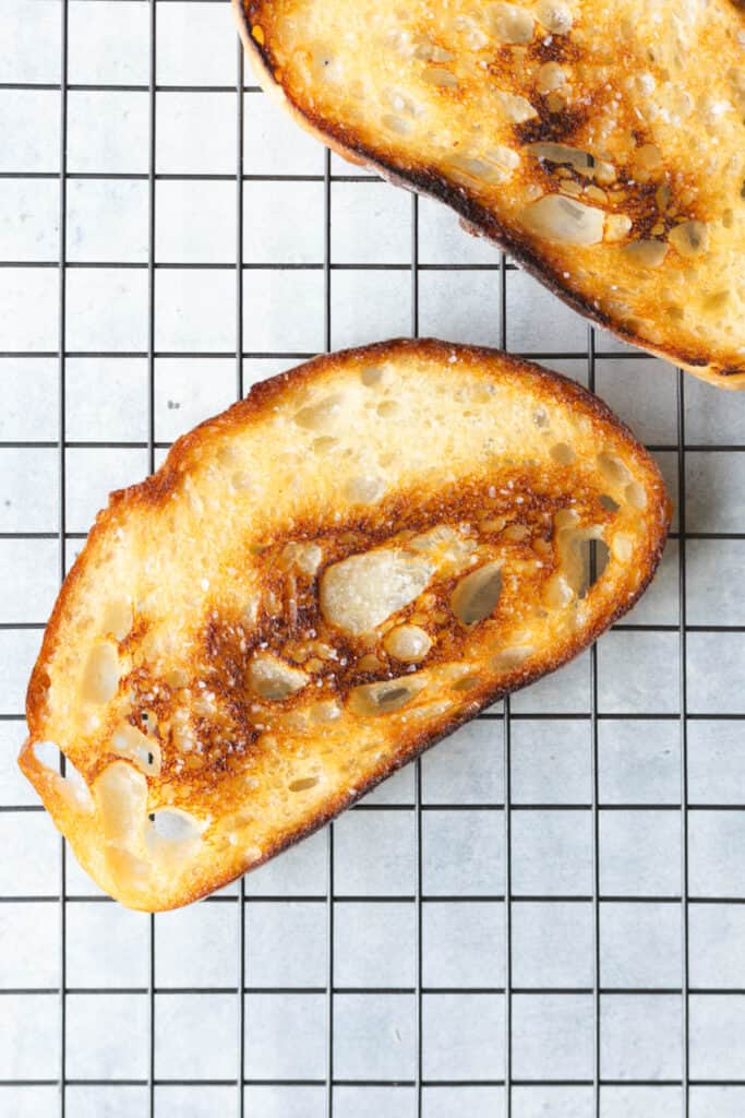 toasted bread on a cooling rack