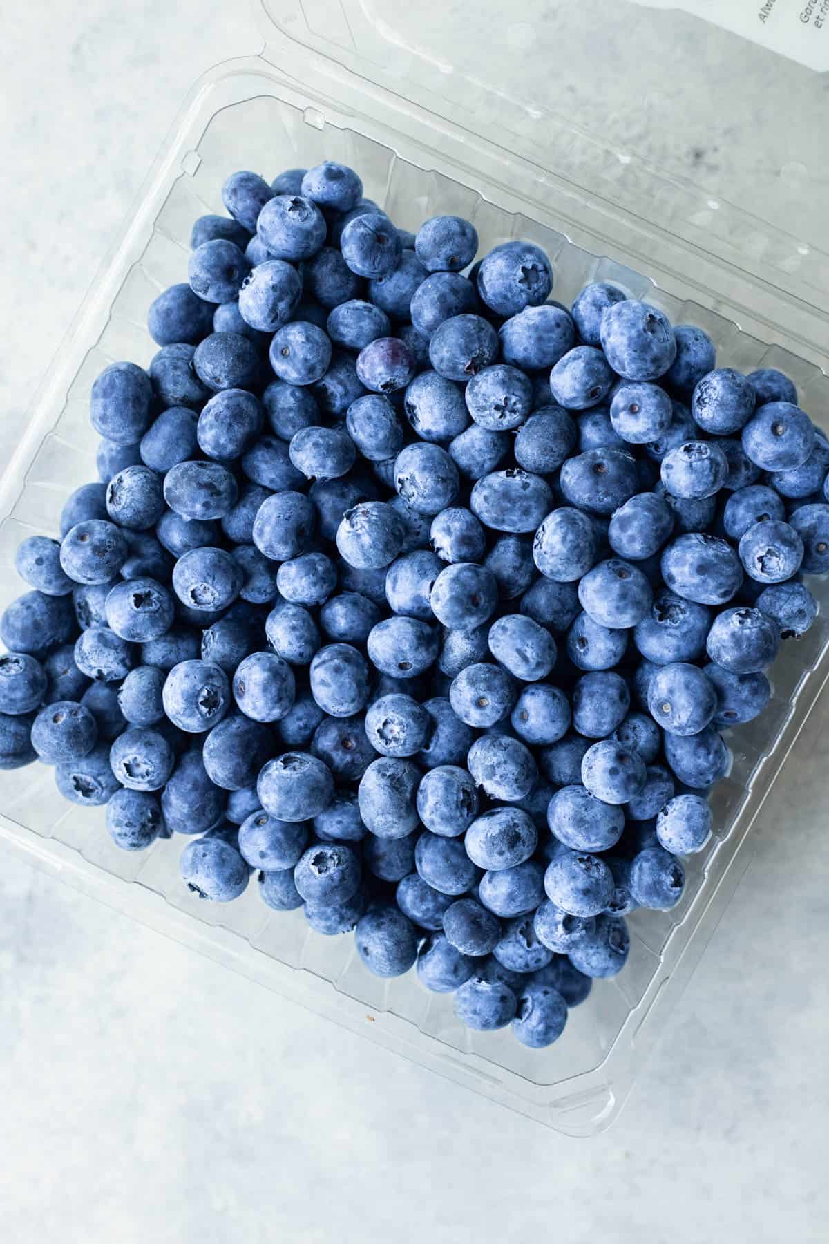 blueberries in a plastic container