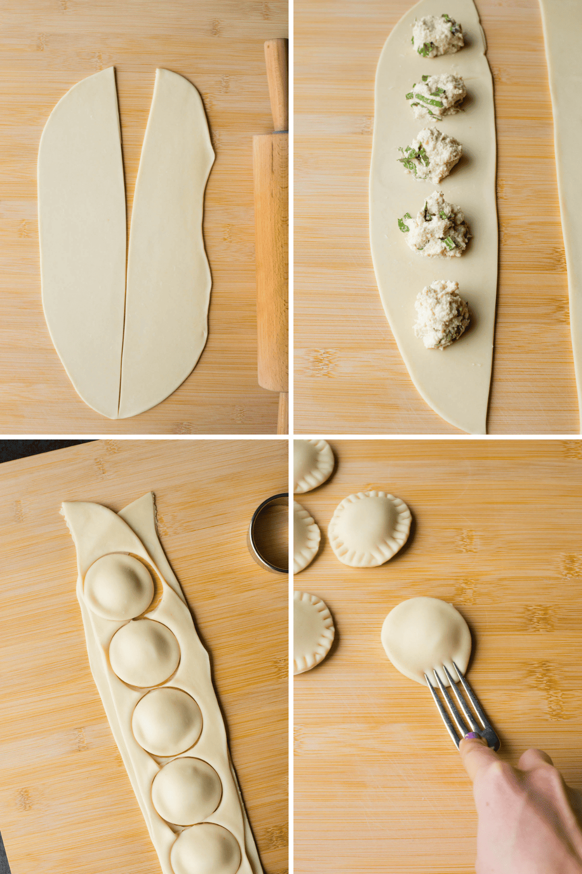 steps to putting together vegan ricotta ravioli