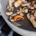 caramelized mushrooms in a pan