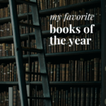 A bookshelf with a ladder and the title 'my favorite books of the year'